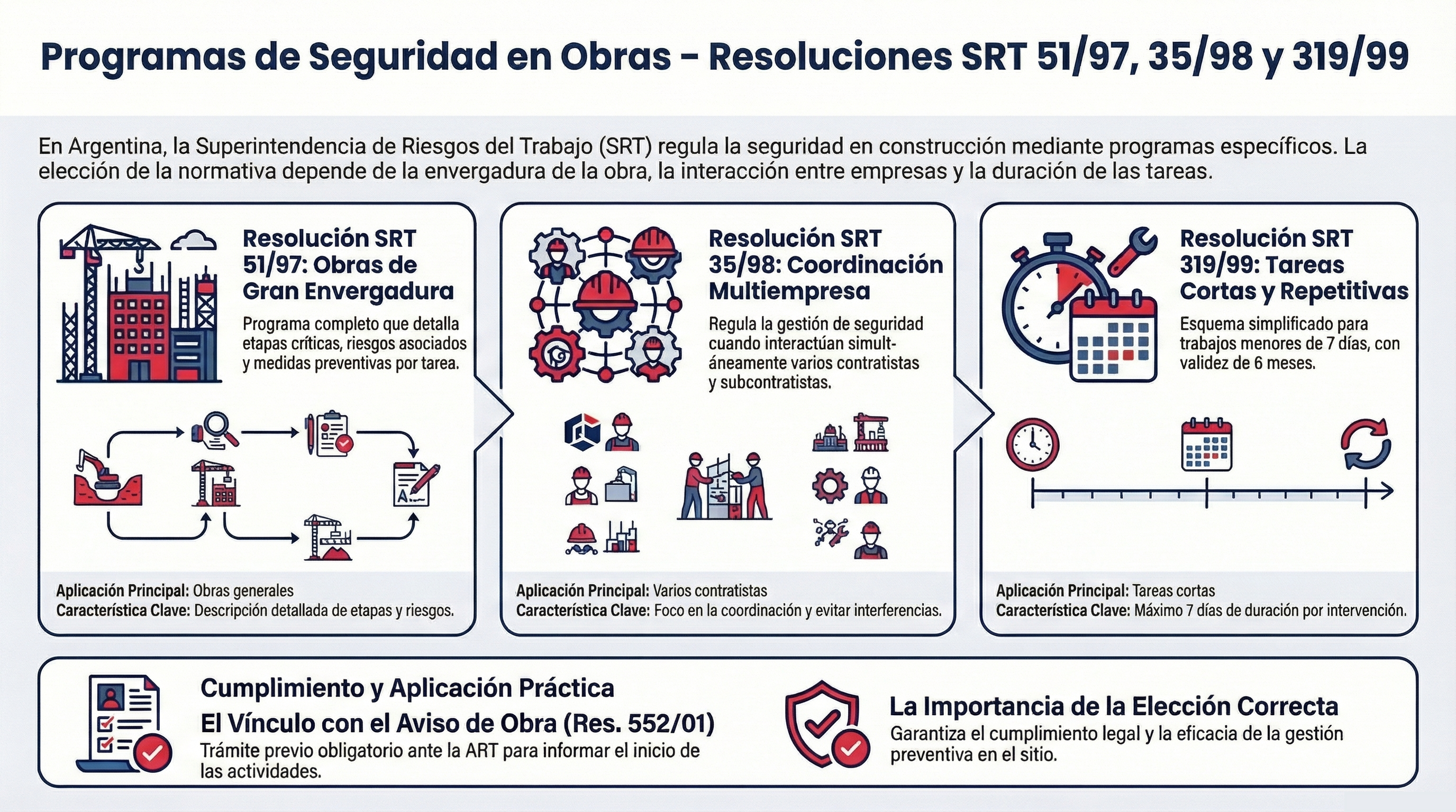 Programas de Seguridad en obras: diferencias entre las Resoluciones SRT 51/97, 35/98 y 319/99